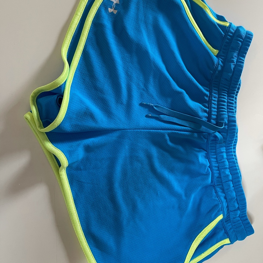 Under Armour shorts blue and chartreuse